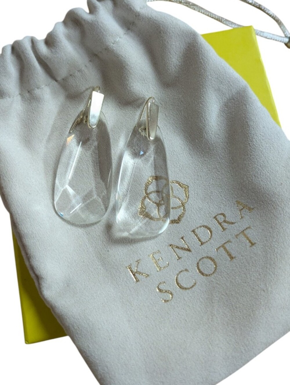 Kendra Scott Faceted Clear Crystal Drop Earrings